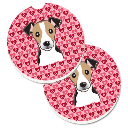 Carolines Treasures Jack Russell Terrier Hearts Cup Holder Car Coasters - Set of 2 BB5331CARC